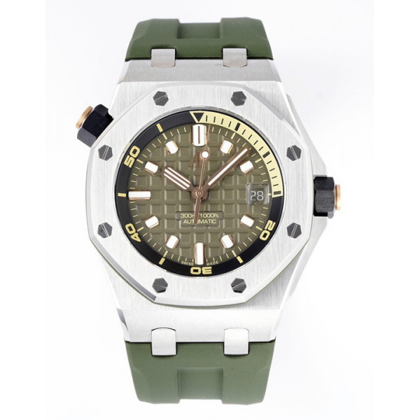 Royal Oak Offshore Diver 15720 SS 1:1 Best Edition Green Dial on Green Rubber Strap ZF A4308