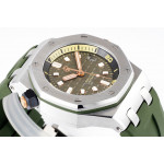 Royal Oak Offshore Diver 15720 SS 1:1 Best Edition Green Dial on Green Rubber Strap ZF A4308