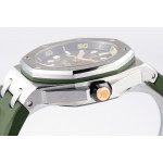 Royal Oak Offshore Diver 15720 SS 1:1 Best Edition Green Dial on Green Rubber Strap ZF A4308