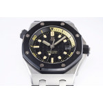 Royal Oak Offshore Diver 15720 Black Ceramic Bezel 1:1 Best Edition Black Dial on Black Rubber Strap ZF A4308