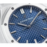 Royal Oak 41mm 15500 SS 1:1 Best Edition Blue Textured Dial SS Bracelet A4302 V2 ZF