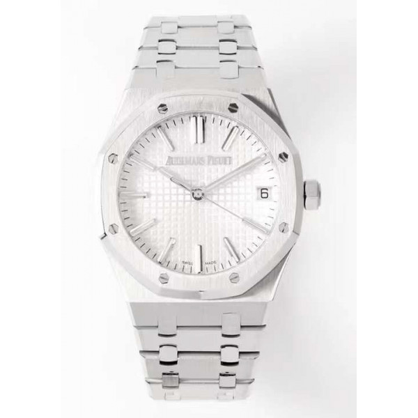 Royal Oak 41mm 15510 "50th Anniversary" SS 1:1 Best Edition White Textured Dial SS Bracelet ZF A4302