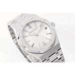 Royal Oak 41mm 15510 "50th Anniversary" SS 1:1 Best Edition White Textured Dial SS Bracelet ZF A4302