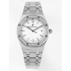 Royal Oak Ladies 34mm SS Case Diamonds Bezel White Dial 8F A5800