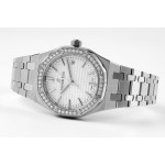 Royal Oak Ladies 34mm SS Case Diamonds Bezel White Dial 8F A5800