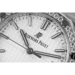 Royal Oak Ladies 34mm SS Case Diamonds Bezel White Dial 8F A5800