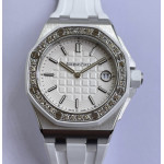 Royal Oak Offshore 67540 37mm Real Diamonds Bezel SS Rubber Strap Swiss Quartz 