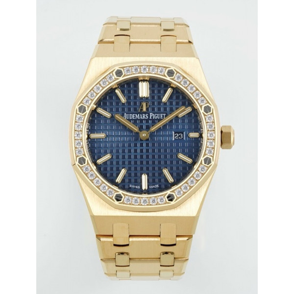 Royal Oak Lady 33mm YG 1:1 Best Edition Blue Dial Diamonds Bezel YG Bracelet ZF ETA Quartz