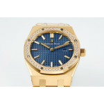 Royal Oak Lady 33mm YG 1:1 Best Edition Blue Dial Diamonds Bezel YG Bracelet ZF ETA Quartz