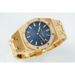 Royal Oak Lady 33mm YG 1:1 Best Edition Blue Dial Diamonds Bezel YG Bracelet ZF ETA Quartz