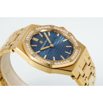 Royal Oak Lady 33mm YG 1:1 Best Edition Blue Dial Diamonds Bezel YG Bracelet ZF ETA Quartz