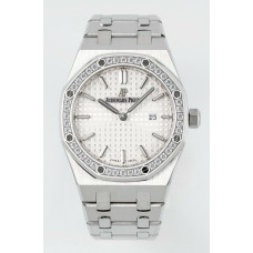 Royal Oak Lady 33mm SS 1:1 Best Edition Silver Dial Diamonds Bezel SS Bracelet ZF ETA Quartz