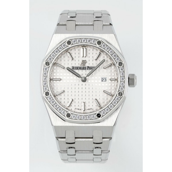 Royal Oak Lady 33mm SS 1:1 Best Edition Silver Dial Diamonds Bezel SS Bracelet ZF ETA Quartz