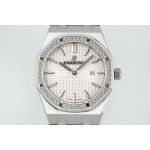 Royal Oak Lady 33mm SS 1:1 Best Edition Silver Dial Diamonds Bezel SS Bracelet ZF ETA Quartz