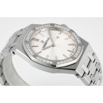 Royal Oak Lady 33mm SS 1:1 Best Edition Silver Dial Diamonds Bezel SS Bracelet ZF ETA Quartz