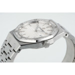 Royal Oak Lady 33mm SS 1:1 Best Edition Silver Dial Diamonds Bezel SS Bracelet ZF ETA Quartz