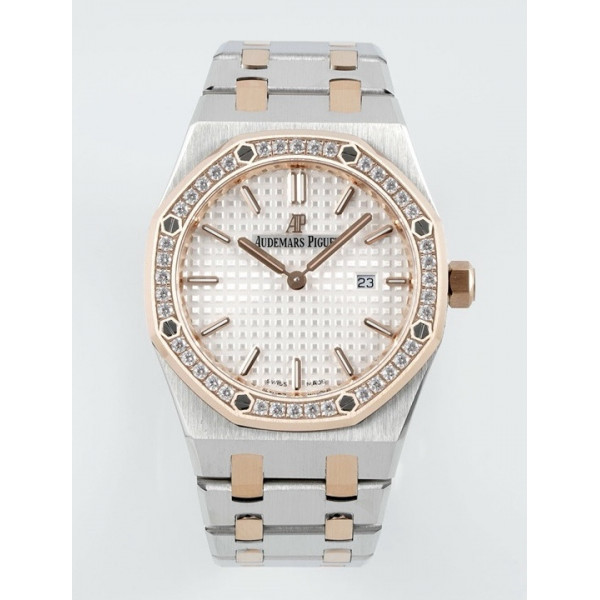 Royal Oak Lady 33mm TT 1:1 Best Edition Silver Dial Diamonds Bezel TT Bracelet ZF ETA Quartz