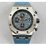 AP ROO Chronograph SS Case Blue/Num Dial Rubber Strap APF A4404 Mod