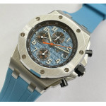 AP ROO Chronograph SS Case Blue/Num Dial Rubber Strap APF A4404 Mod