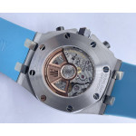 AP ROO Chronograph SS Case Blue/Num Dial Rubber Strap APF A4404 Mod