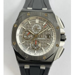 Royal Oak Offshore 44mm Black Ceramic Case 1:1 Best Edition Grey Dial  Rubber Strap APF A3126 