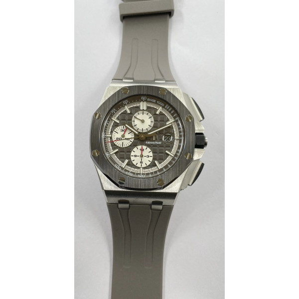 Royal Oak Offshore 44mm SS Ceramic Bezel 1:1 Best Edition Gray Dial on Rubber Strap APF A3126