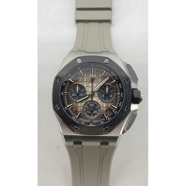 AP ROO 43mm 26420 Ceramic Bezel SS 1:1 Best Edition Light Brown Dial On Gray Rubber Strap Super Clone  APSF SA4401 