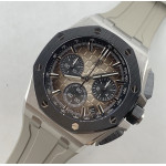 AP ROO 43mm 26420 Ceramic Bezel SS 1:1 Best Edition Light Brown Dial On Gray Rubber Strap Super Clone  APSF SA4401 