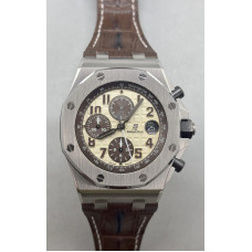 Royal Oak Offshore 42mm 2014 Safari SS Best Edition Cream Dial On Brown Leather Strap TKF A3126