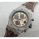 Royal Oak Offshore 42mm 2014 Safari SS Best Edition Cream Dial On Brown Leather Strap TKF A3126