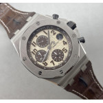 Royal Oak Offshore 42mm 2014 Safari SS Best Edition Cream Dial On Brown Leather Strap TKF A3126