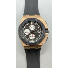 Royal Oak Offshore 44mm RG Ceramic Bezel 1:1 Best Edition Black Dial on Rubber Strap APF A3126