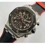 Royal Oak Offshore 26740 "Dark Knight" 1:1 Best Edition Black Dial on Black/Red Rubber Strap APF A3126