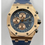 ROO Chronograph RG Case Blue Dial Rubber Strap APF A4404 Mod