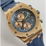 ROO Chronograph RG Case Blue Dial Rubber Strap APF A4404 Mod