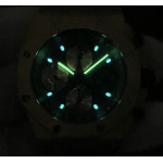 ROO Chronograph RG Case Blue Dial Rubber Strap APF A4404 Mod