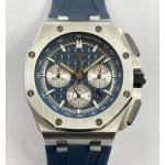 Royal Oak Offshore 26240 SS Bezel 1:1 Best Edition Blue/Silver Dial on Blue Rubber Strap APF A4401