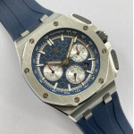 Royal Oak Offshore 26240 SS Bezel 1:1 Best Edition Blue/Silver Dial on Blue Rubber Strap APF A4401