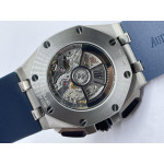 Royal Oak Offshore 26240 SS Bezel 1:1 Best Edition Blue/Silver Dial on Blue Rubber Strap APF A4401