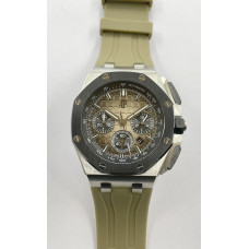 Royal Oak Offshore 26240 SS Black Ceramic Bezel 1:1 Best Edition Brown Dial on Brown Rubber Strap APF A4401