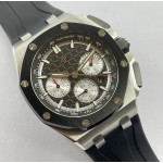 Royal Oak Offshore 26240 SS Black Ceramic Bezel 1:1 Best Edition Black/Silver Dial on Black Rubber Strap APF A4401