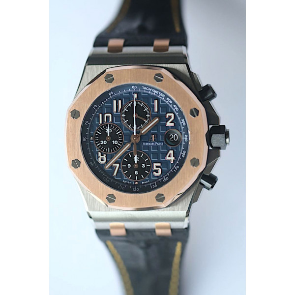 Royal Oak Offshore Bucherer Best Edition Two Tone Blue Dial on Black Leather Strap A3126 JF