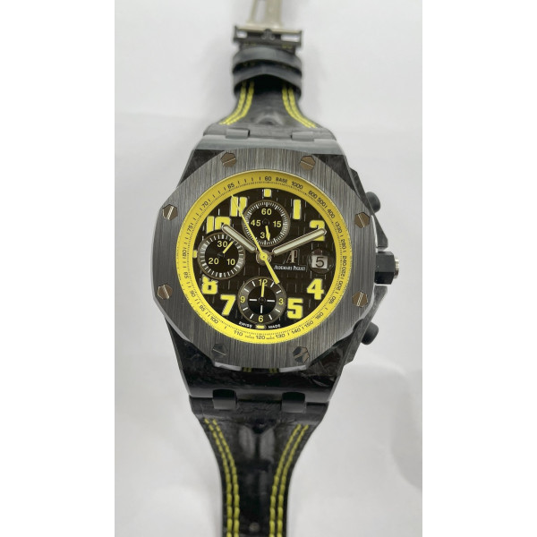 Royal Oak Offshore Bumble Bee Forged Carbon 1:1 Best Edition Black Dial on Leather Strap JJF A7750