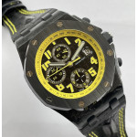 Royal Oak Offshore Bumble Bee Forged Carbon 1:1 Best Edition Black Dial on Leather Strap JJF A7750