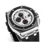 Royal Oak Offshore 44mm SS Black Ceramic Bezel 1:1 Best Edition White Dial on Rubber Strap JJF A3126