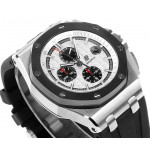 Royal Oak Offshore 44mm SS Black Ceramic Bezel 1:1 Best Edition White Dial on Rubber Strap JJF A3126