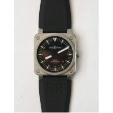 BR 03-92 Horograph Satin-polished steel 1:1 Best Edition Black Dial Rubber Strap MIYOTA 9015