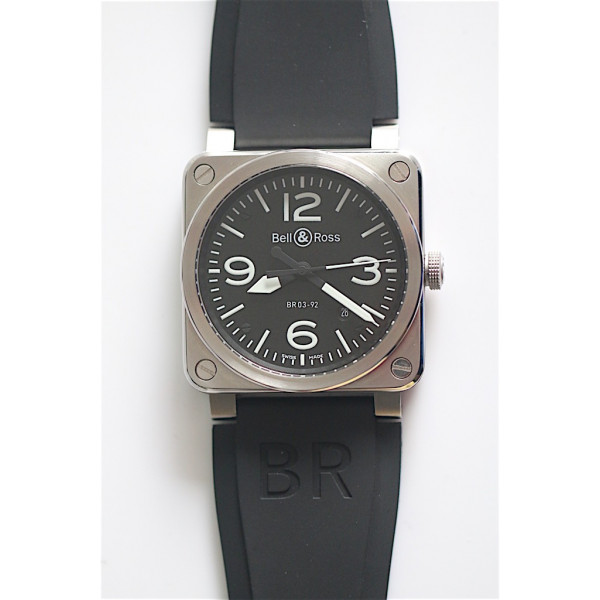 BR 03-92 SS Case Black Dial 42.5mm Rubber Strap MIYOTA 9015