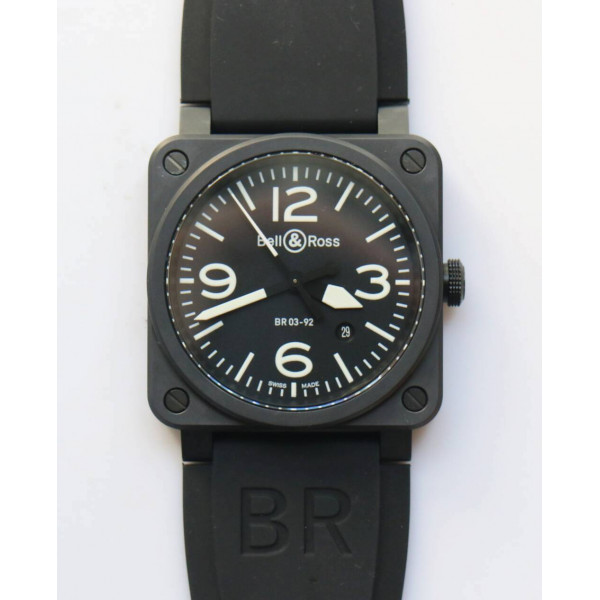 BR 03-92 PVD Case Black Dial 42.5mm White Number Rubber Strap MIYOTA 9015