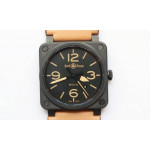 BR 03-92 PVD Case Black Dial Brown Num 42.5mm Leather Strap MIYOTA 9015